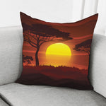 African Savanna Sunset Print Pillow Cover
