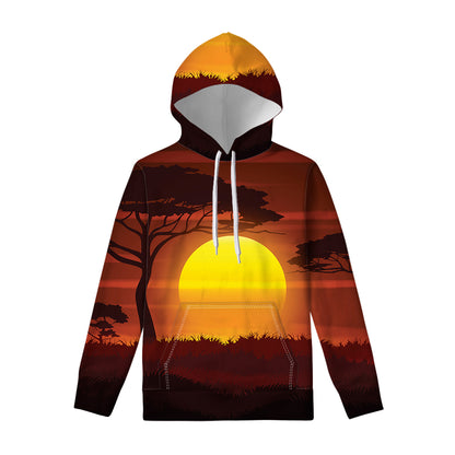 African Savanna Sunset Print Pullover Hoodie