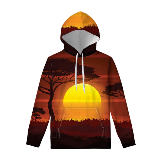 African Savanna Sunset Print Pullover Hoodie