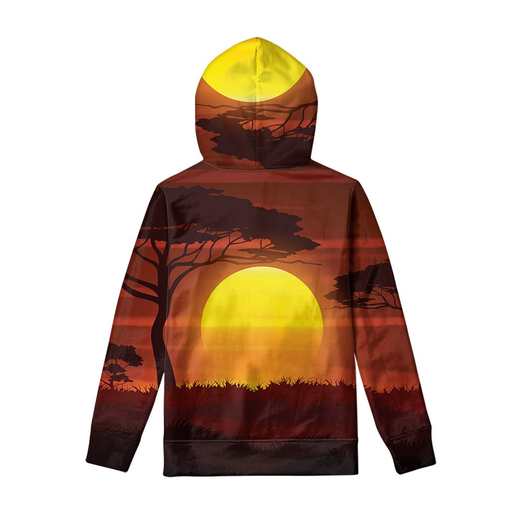 African Savanna Sunset Print Pullover Hoodie