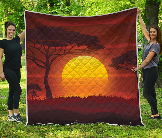 African Savanna Sunset Print Quilt