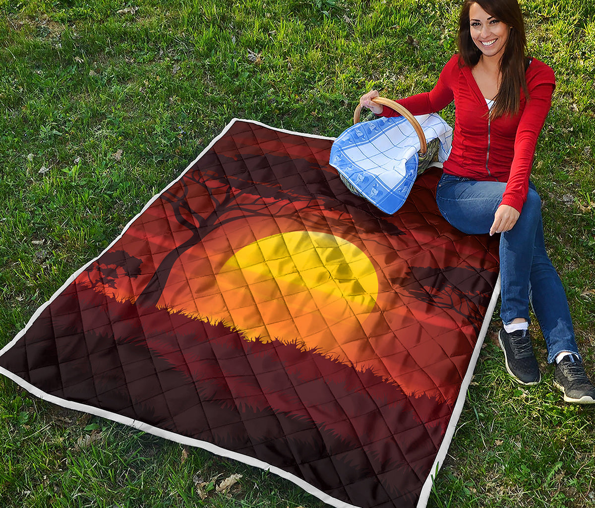 African Savanna Sunset Print Quilt