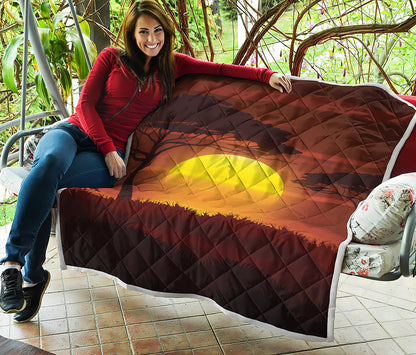 African Savanna Sunset Print Quilt