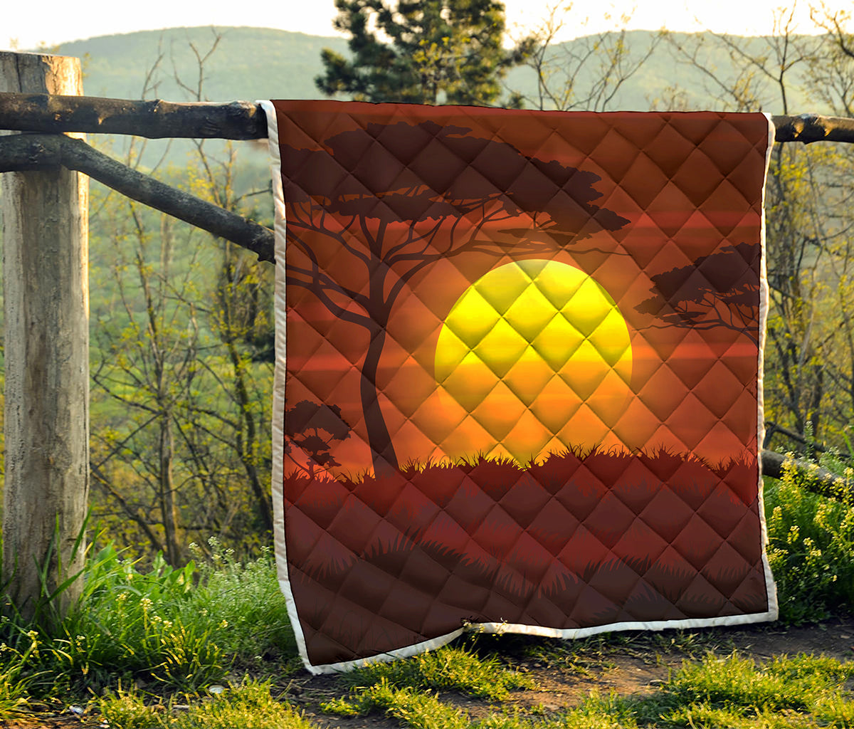 African Savanna Sunset Print Quilt