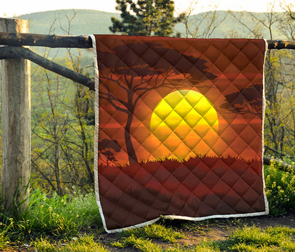 African Savanna Sunset Print Quilt