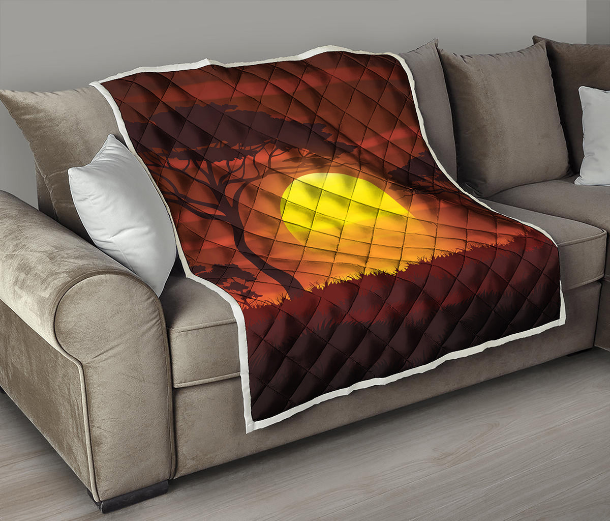 African Savanna Sunset Print Quilt
