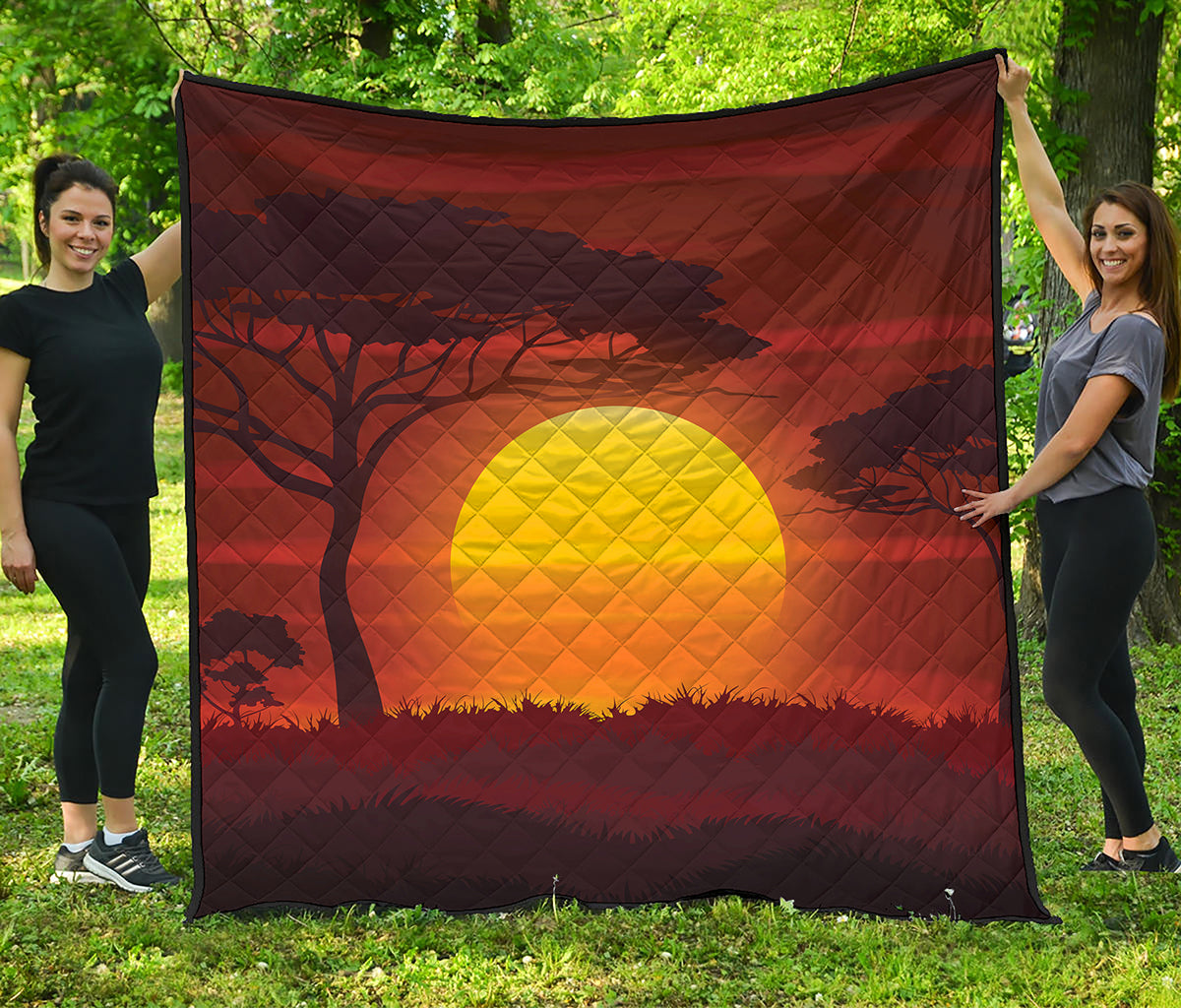 African Savanna Sunset Print Quilt