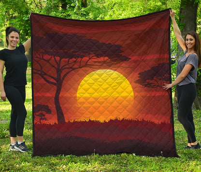 African Savanna Sunset Print Quilt
