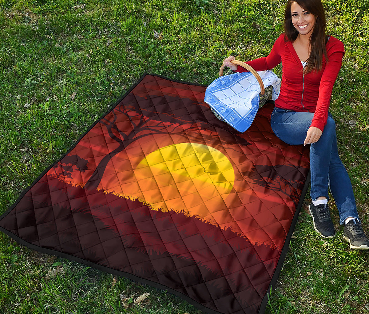 African Savanna Sunset Print Quilt