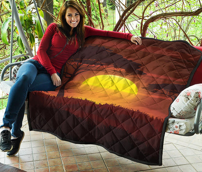 African Savanna Sunset Print Quilt