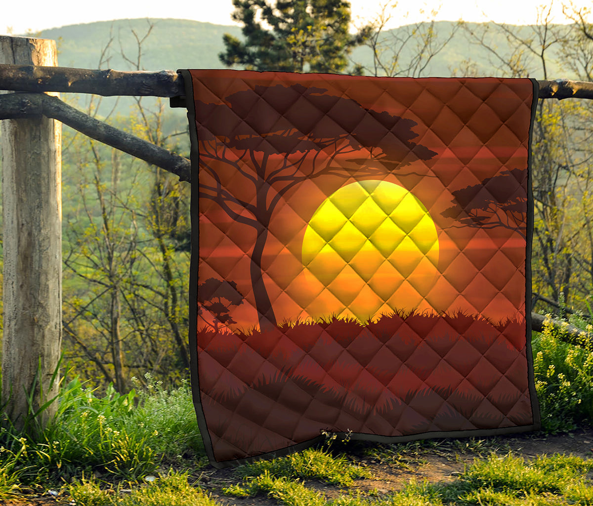 African Savanna Sunset Print Quilt