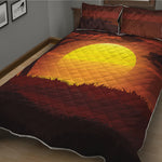 African Savanna Sunset Print Quilt Bed Set