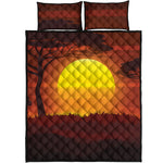 African Savanna Sunset Print Quilt Bed Set