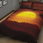 African Savanna Sunset Print Quilt Bed Set