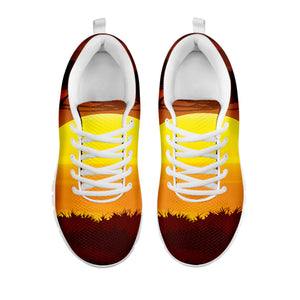 African Savanna Sunset Print White Sneakers