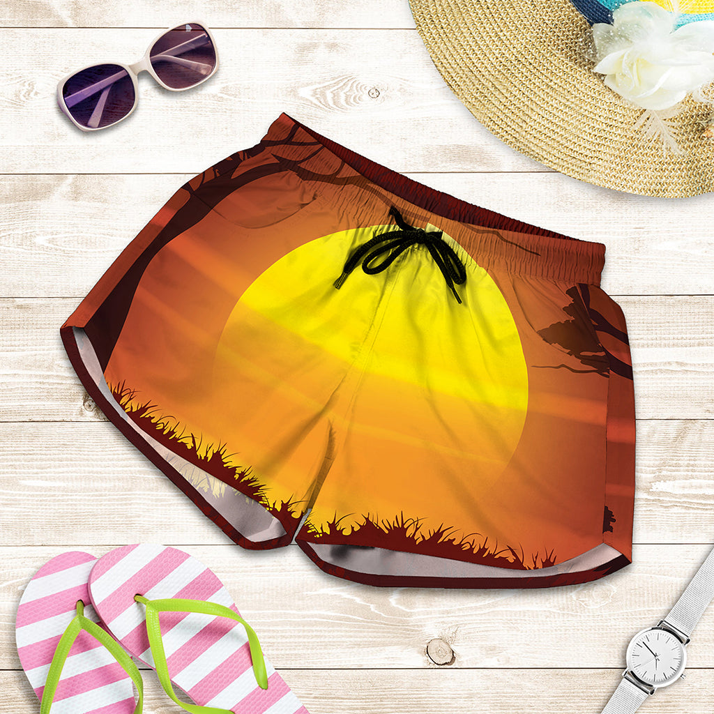 African Savanna Sunset Print Women's Shorts