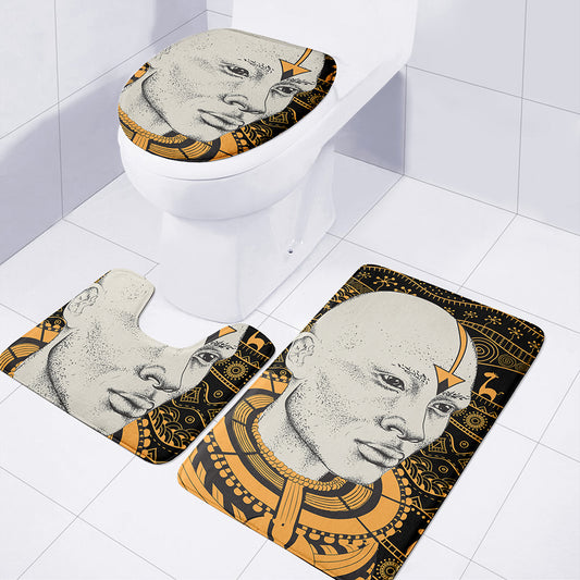African Style Print 3 Piece Bath Mat Set