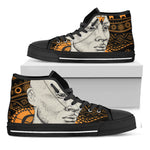African Style Print Black High Top Shoes