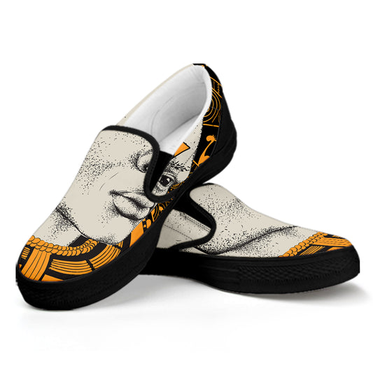 African Style Print Black Slip On Shoes