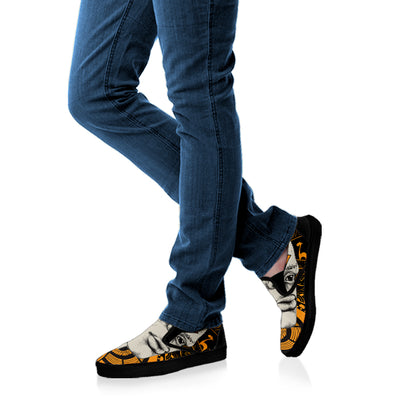 African Style Print Black Slip On Shoes