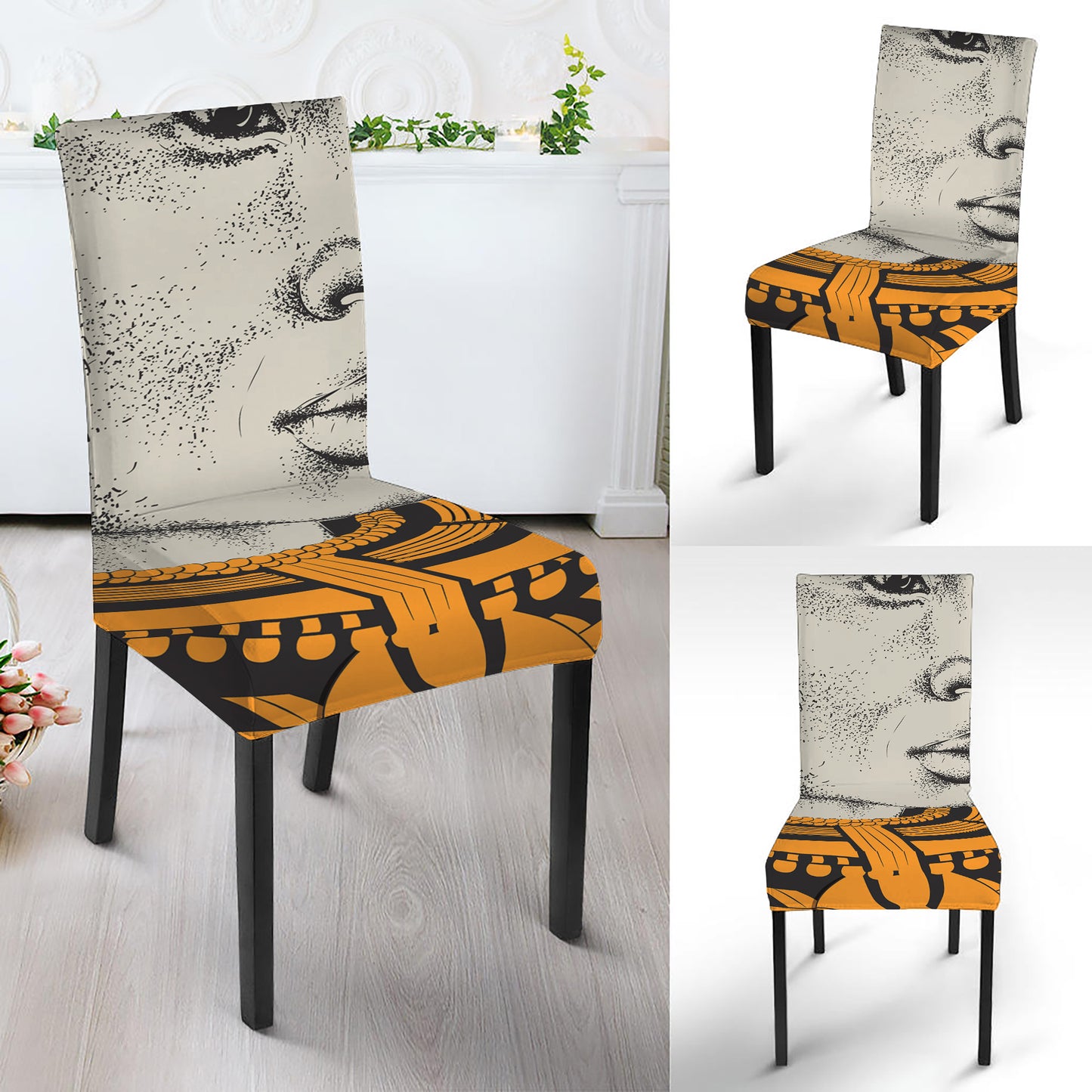 African Style Print Dining Chair Slipcover