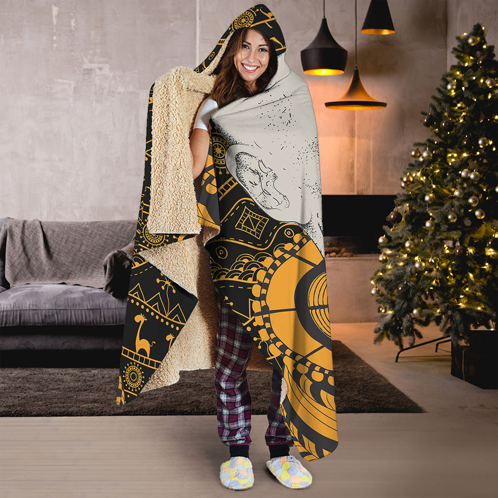 African Style Print Hooded Blanket
