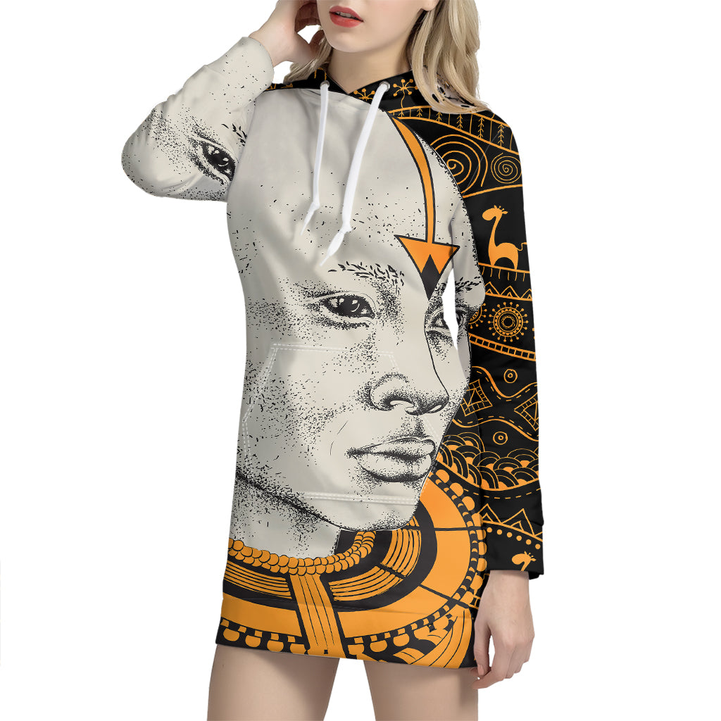 African Style Print Pullover Hoodie Dress