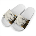 African Style Print White Slide Sandals
