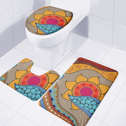 African Sun Print 3 Piece Bath Mat Set