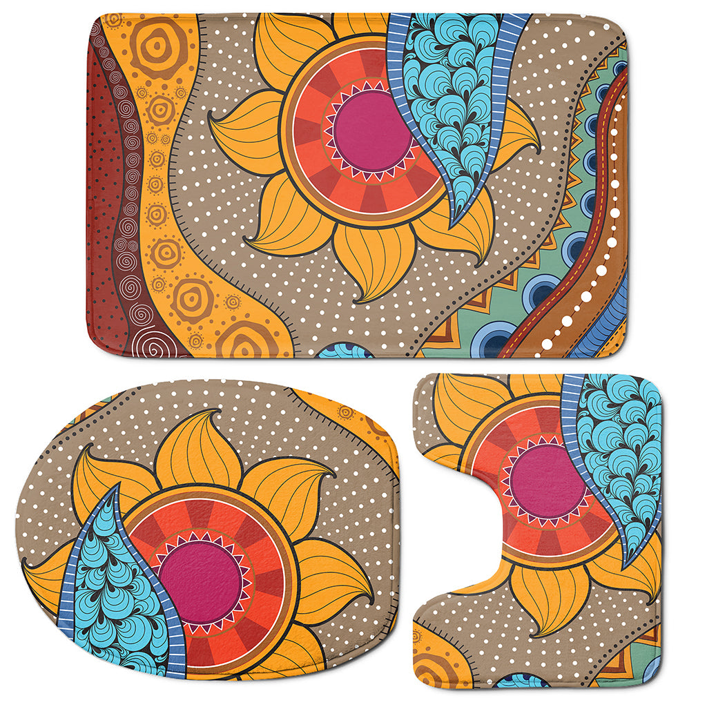 African Sun Print 3 Piece Bath Mat Set