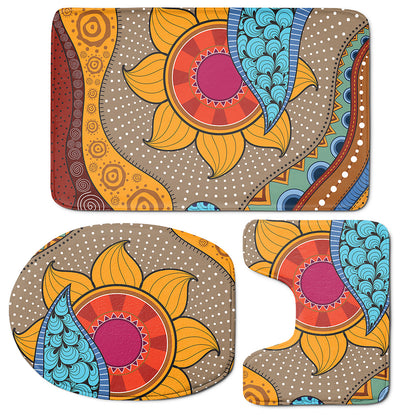 African Sun Print 3 Piece Bath Mat Set