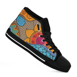 African Sun Print Black High Top Shoes