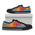 African Sun Print Black Low Top Sneakers