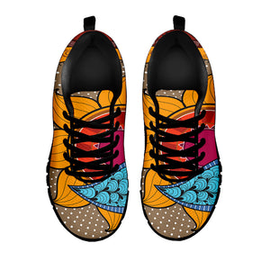 African Sun Print Black Sneakers