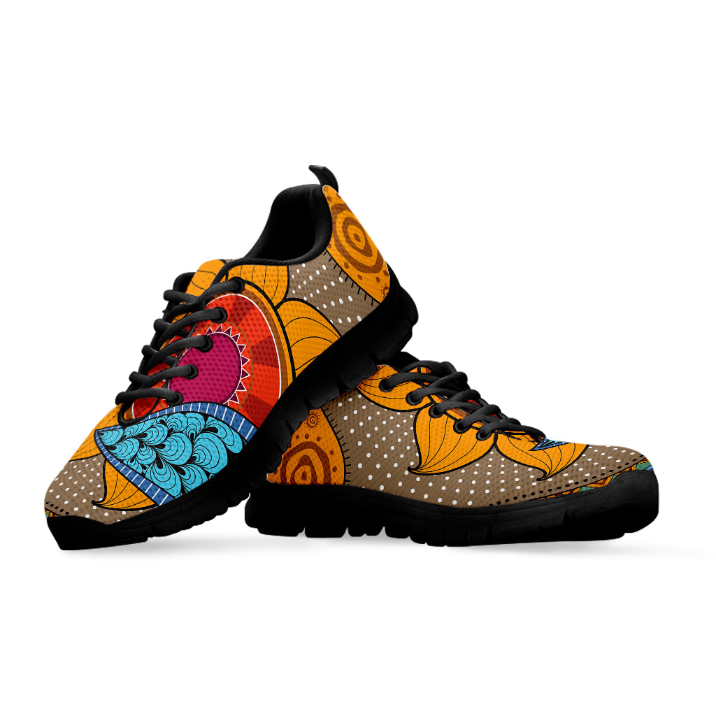 African Sun Print Black Sneakers