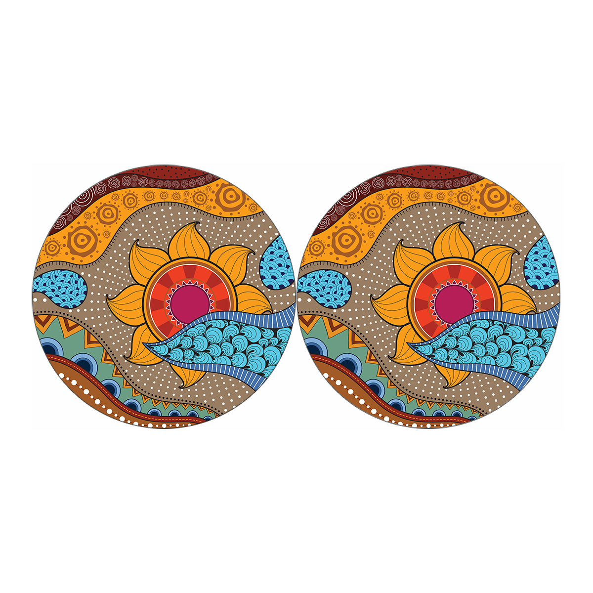 African Sun Print Car Coasters