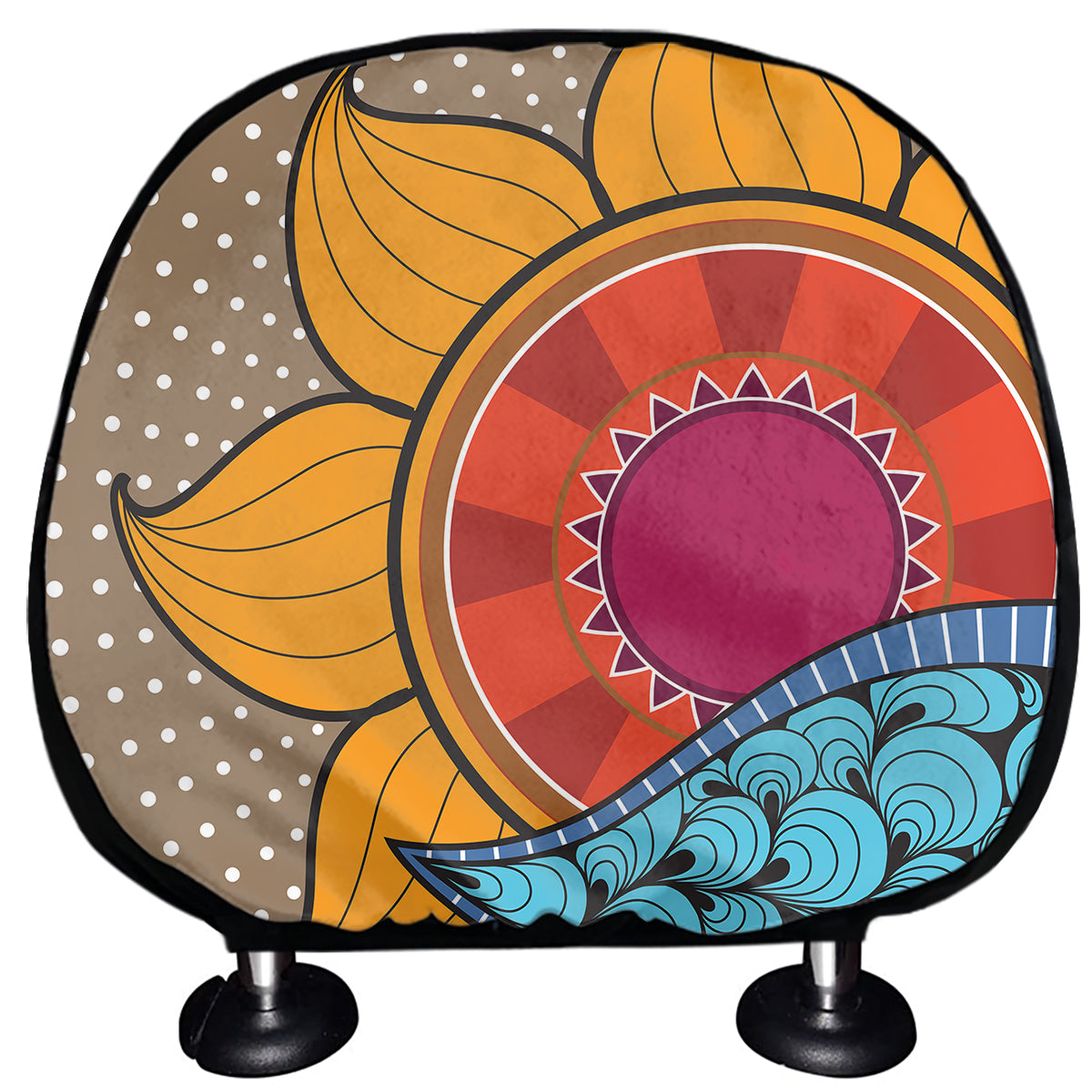 African Sun Print Car Headrest Covers