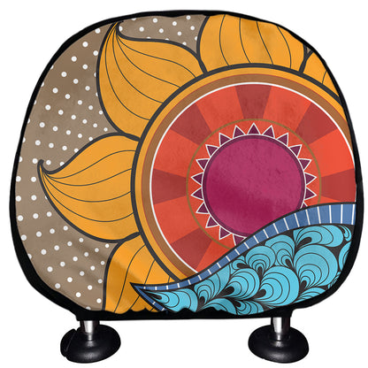 African Sun Print Car Headrest Covers