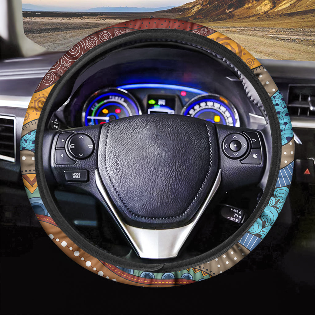 African Sun Print Car Steering Wheel Cover