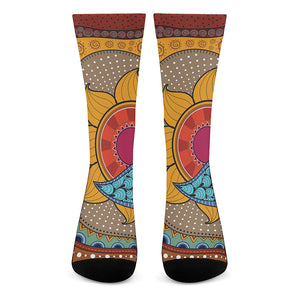 African Sun Print Crew Socks