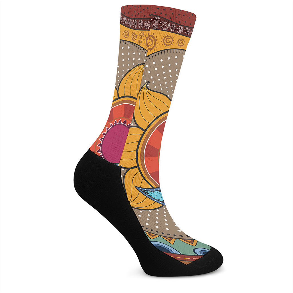 African Sun Print Crew Socks