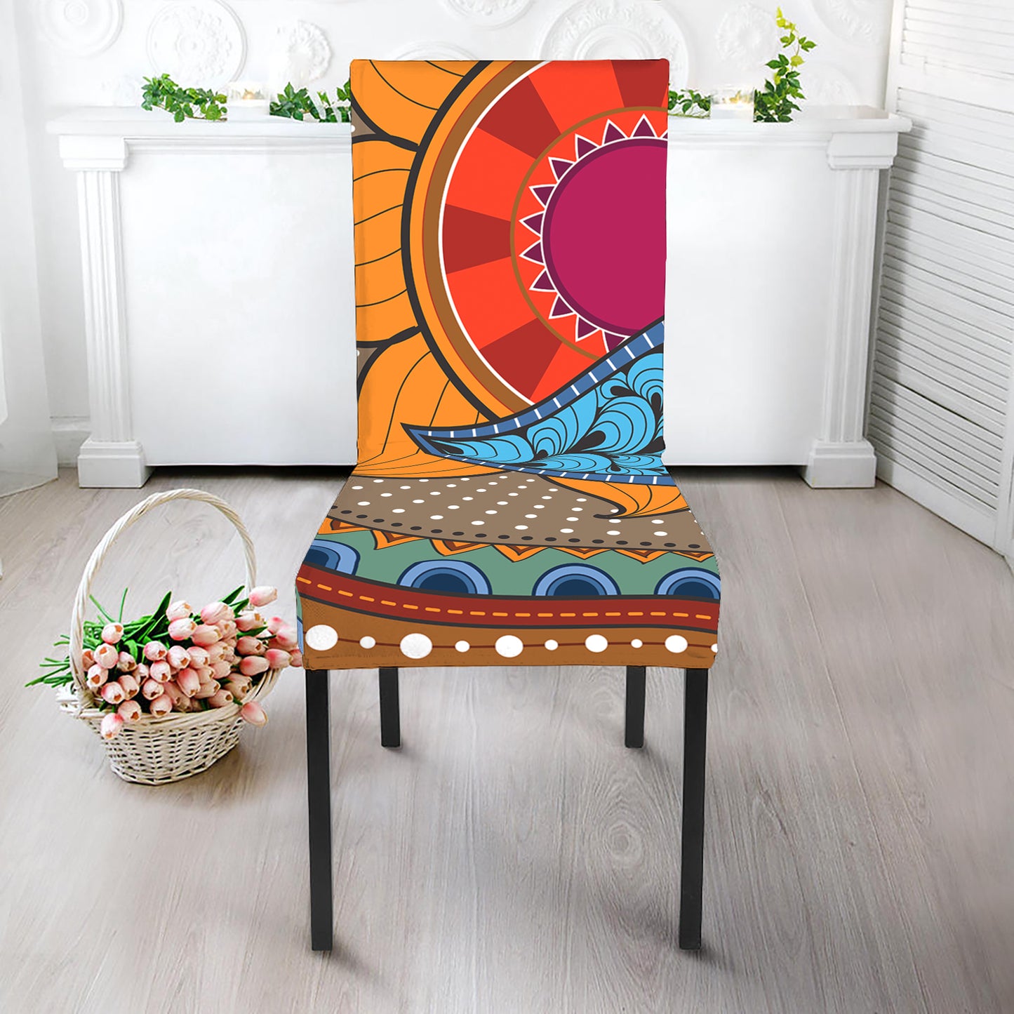 African Sun Print Dining Chair Slipcover
