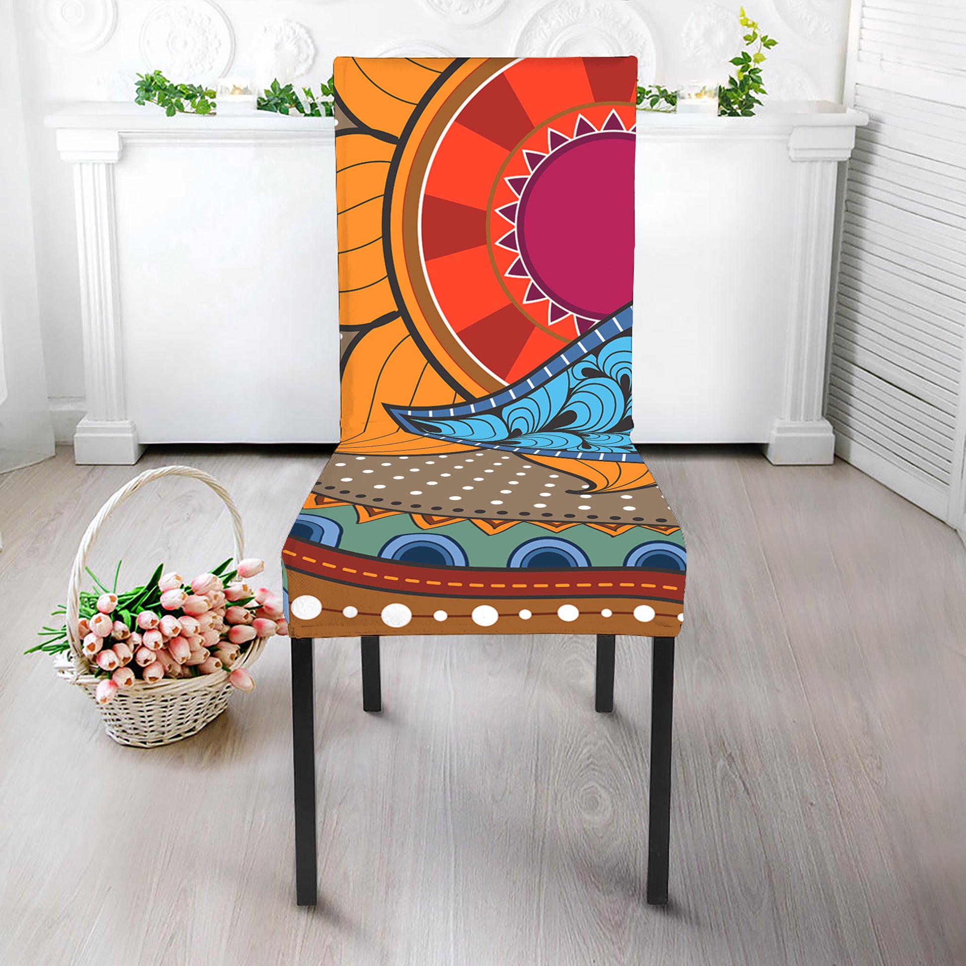 African Sun Print Dining Chair Slipcover