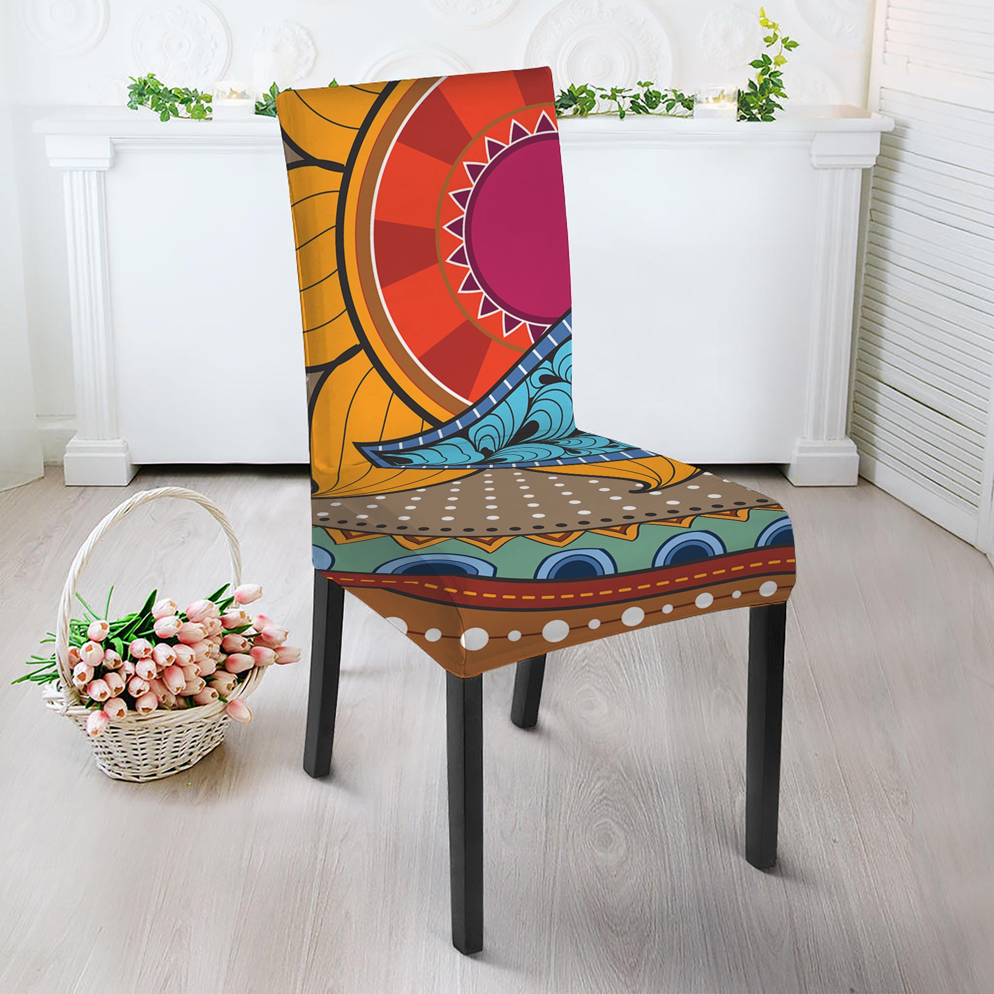 African Sun Print Dining Chair Slipcover
