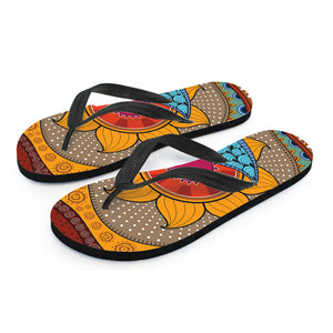 African Sun Print Flip Flops