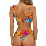 African Sun Print Front Bow Tie Bikini