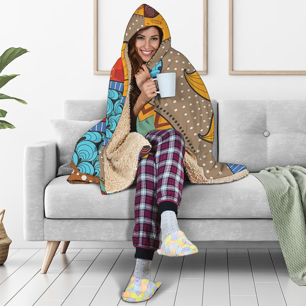 African Sun Print Hooded Blanket