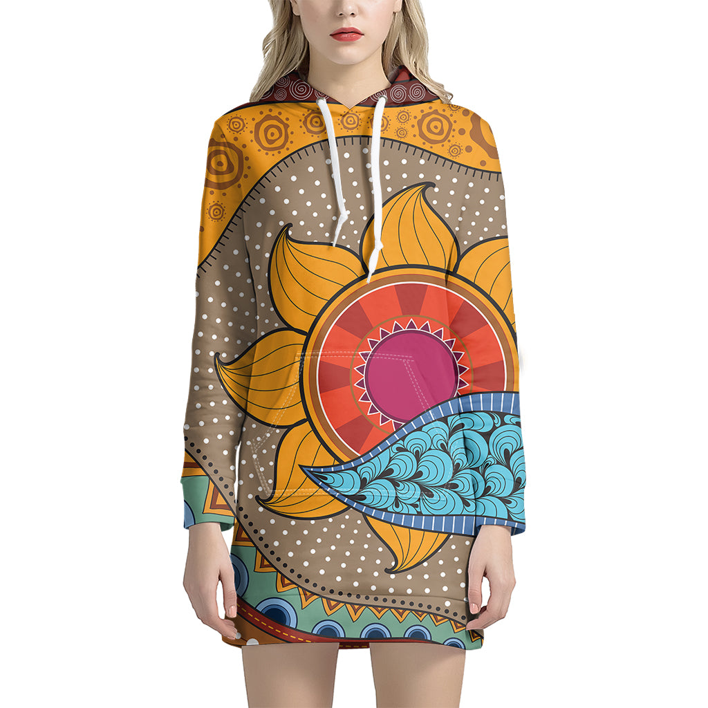 African Sun Print Hoodie Dress