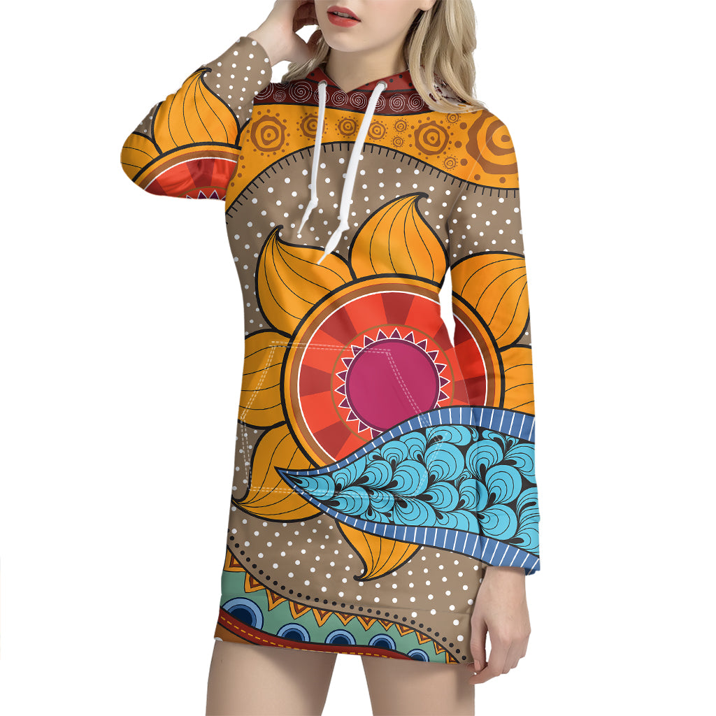 African Sun Print Hoodie Dress