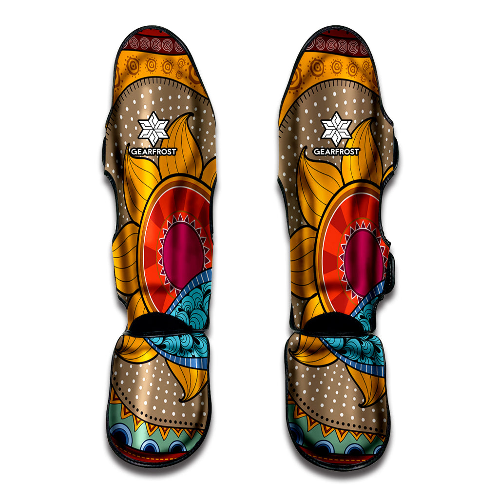 African Sun Print Muay Thai Shin Guard